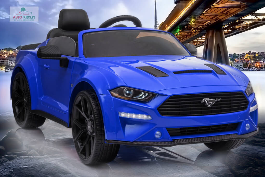 Ford Mustang 2x300W (600W!) 2x12V7Ah (24V!) DRIFTOWANIE - NIEBIESKI LAKIEROWANY