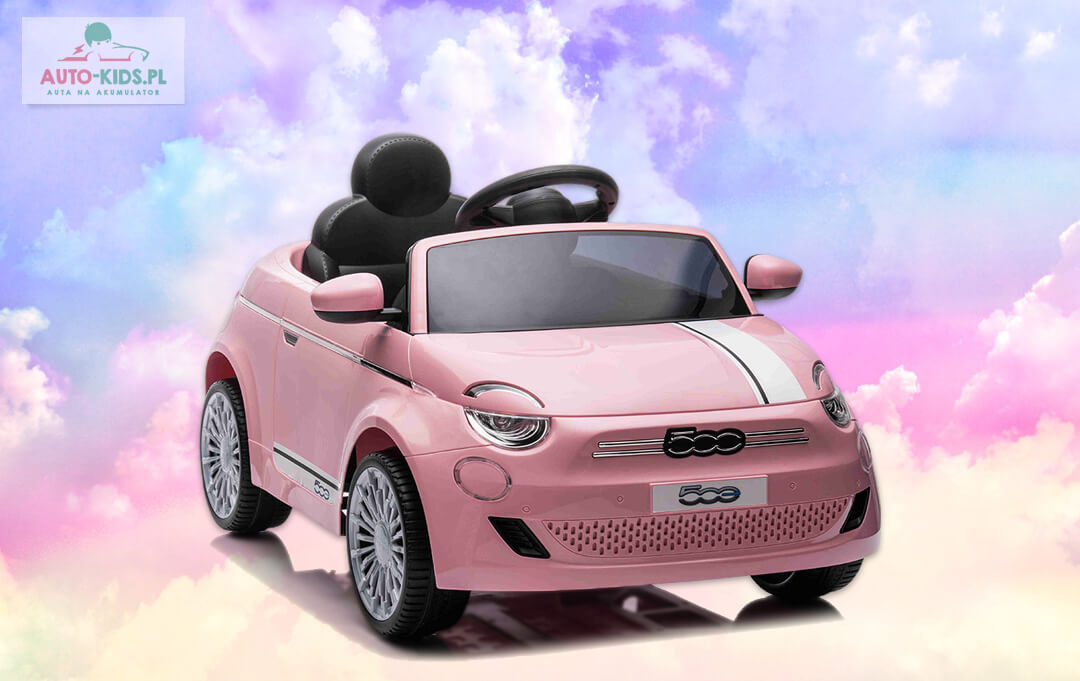 Pojazd dla dzieci Fiat 500e 2x45W 12V5Ah koła EVA RÓŻOWY