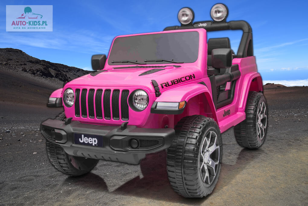 Pojazd dla dzieci Jeep Rubicon Wrangler 4x45W 12V14Ah! Kluczyk! RÓŻOWY